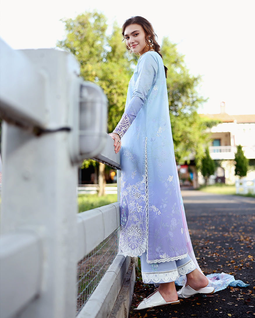 Mushq | Solace Ombre Chikankari | Ombre Whisper - Luxury Dress - available at Maria Faisal in UK and USA.