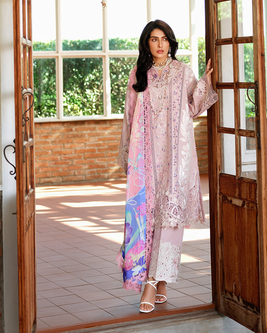 Mushq | Amoi Luxury Lawn | Opulent Whisper - Luxury Dress - available at Maria Faisal in UK and USA.