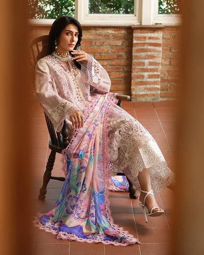 Mushq | Amoi Luxury Lawn | Opulent Whisper - Luxury Dress - available at Maria Faisal in UK and USA.