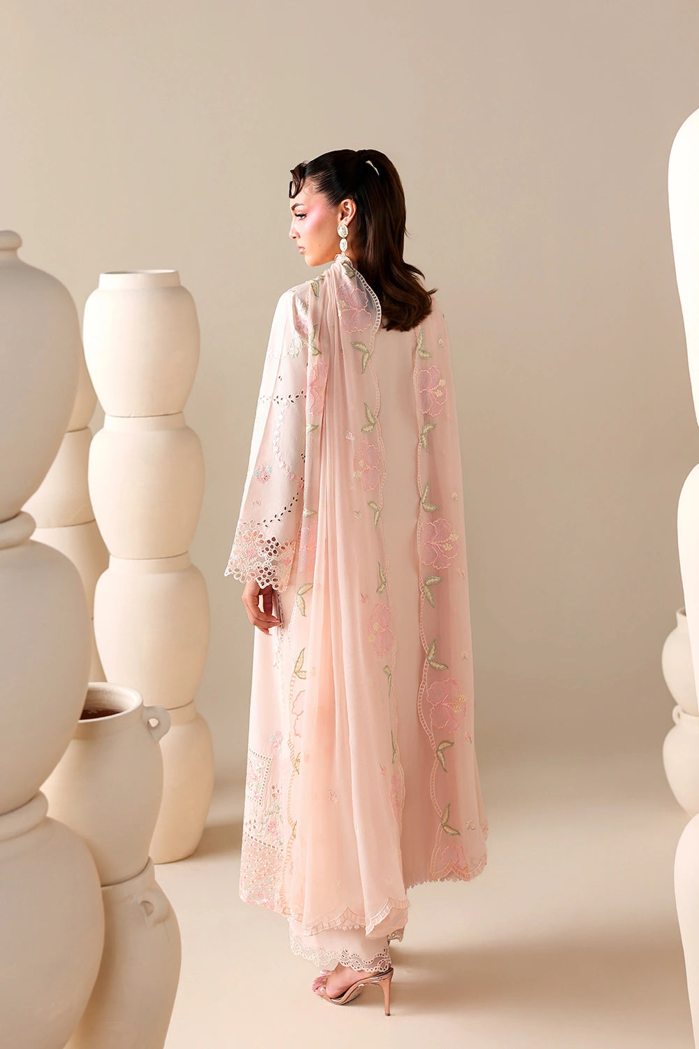 Azure | Luxury Lawn 26 | Peachy Meadow - Luxury Dress - available at Maria Faisal in UK and USA.