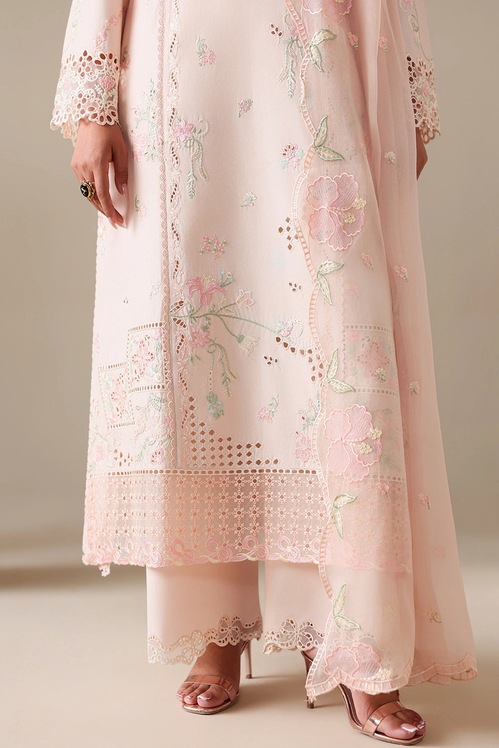 Azure | Luxury Lawn 26 | Peachy Meadow - Luxury Dress - available at Maria Faisal in UK and USA.