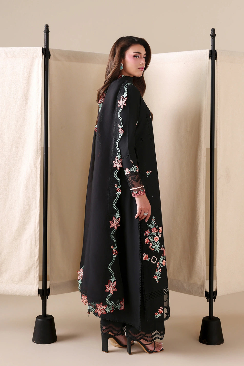 Azure | Luxury Lawn 26 | Black Peony - Luxury Dress - available at Maria Faisal in UK and USA.