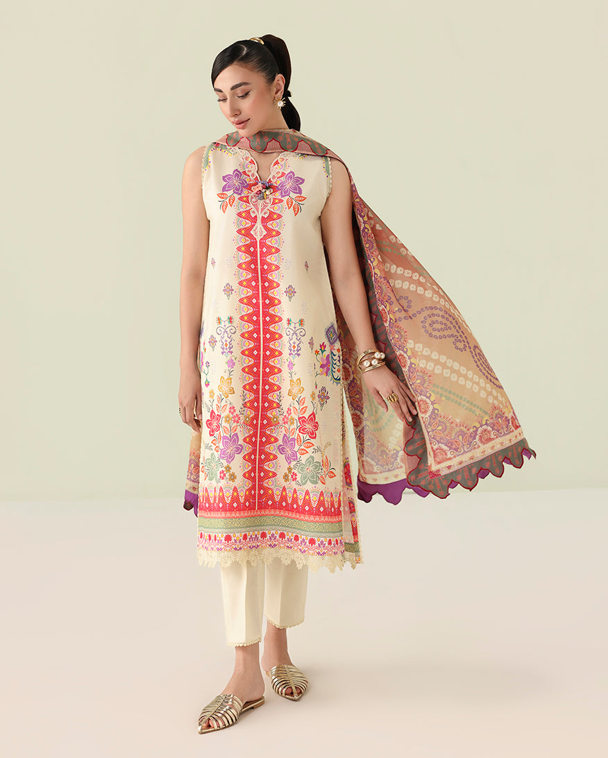 Roheenaz | Rosette Lawn | Pastel Symphony - Casual Dress - available at Maria Faisal in UK and USA.