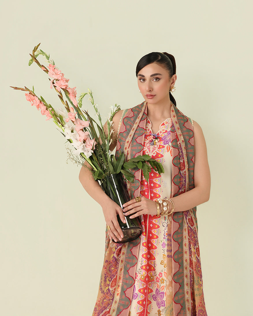 Roheenaz | Rosette Lawn | Pastel Symphony - Casual Dress - available at Maria Faisal in UK and USA.