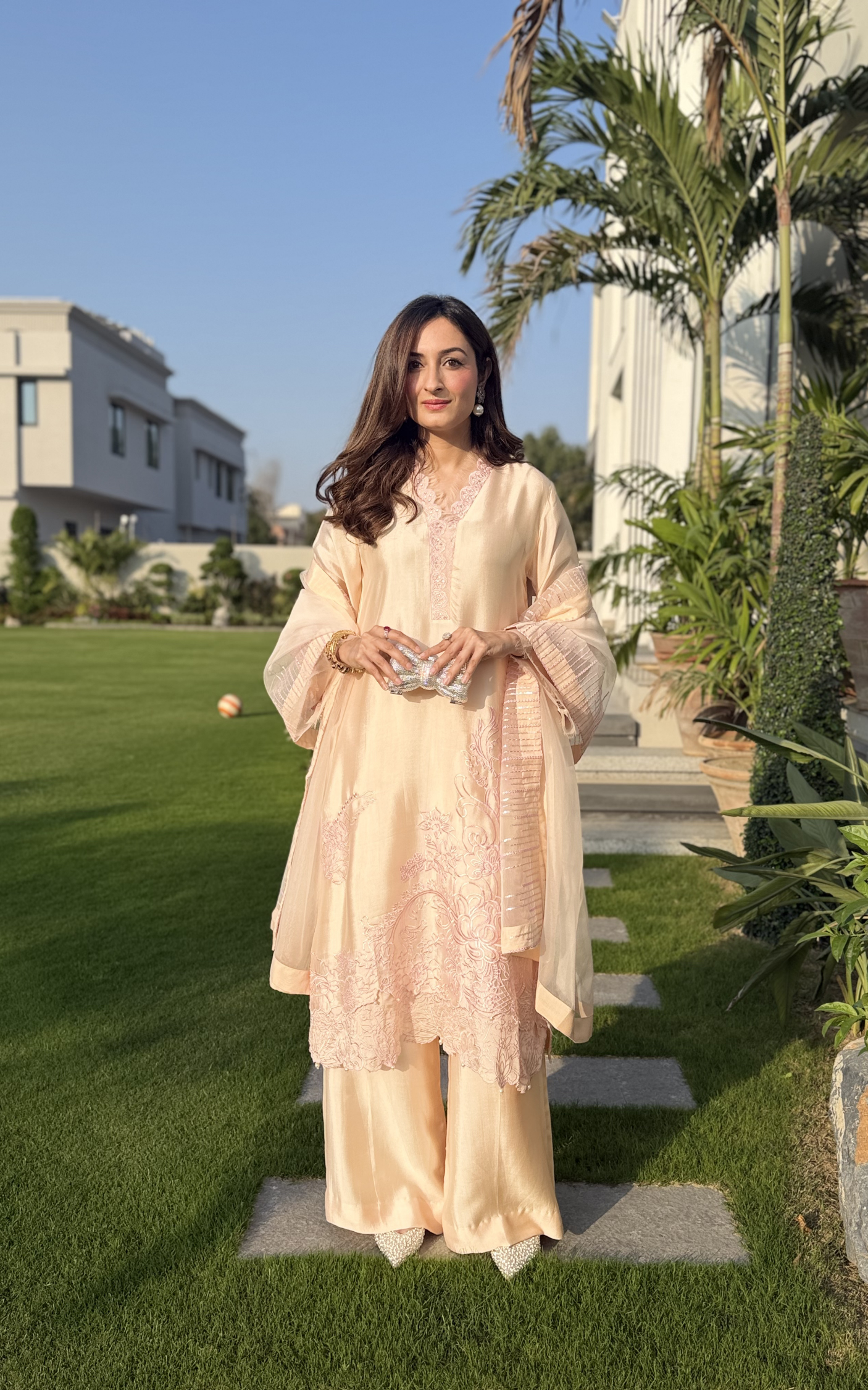 Asifa and Nabeel | Silk Edit 26 | Peach Nectar - Luxury Dress - available at Maria Faisal in UK and USA.