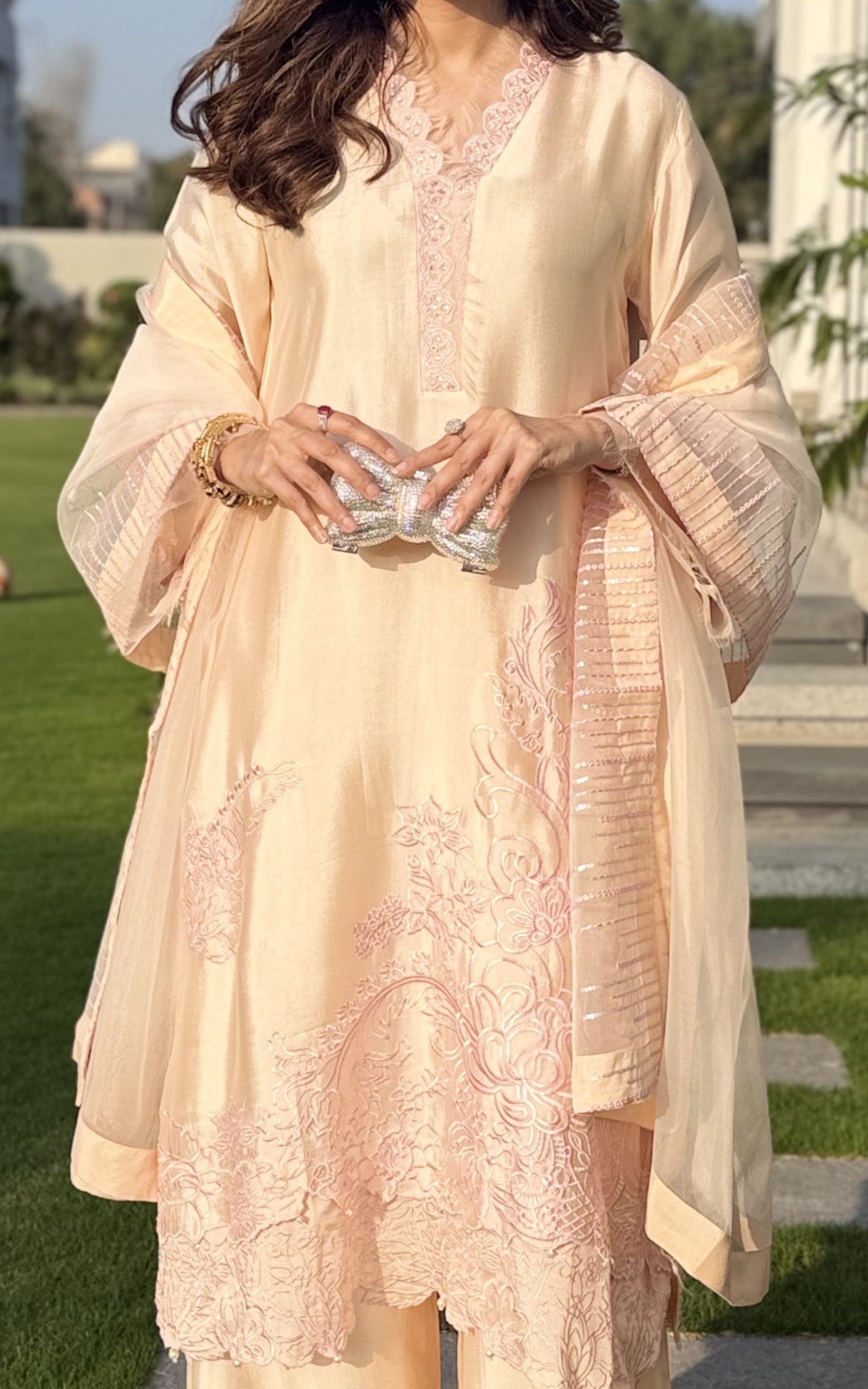 Asifa and Nabeel | Silk Edit 26 | Peach Nectar - Luxury Dress - available at Maria Faisal in UK and USA.