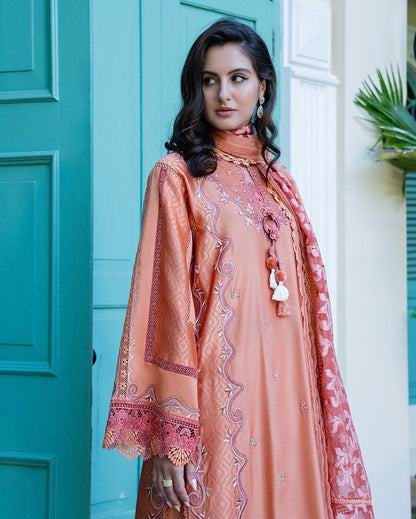 Mushq | Euphoria Pret | Peach Reverie - Luxury Dress - available at Maria Faisal in UK and USA.
