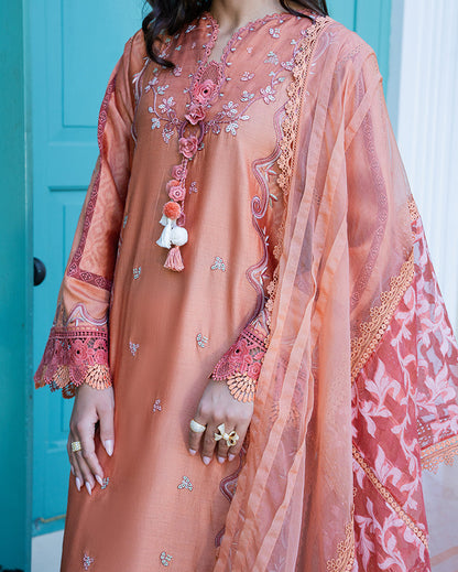 Mushq | Euphoria Pret | Peach Reverie - Luxury Dress - available at Maria Faisal in UK and USA.