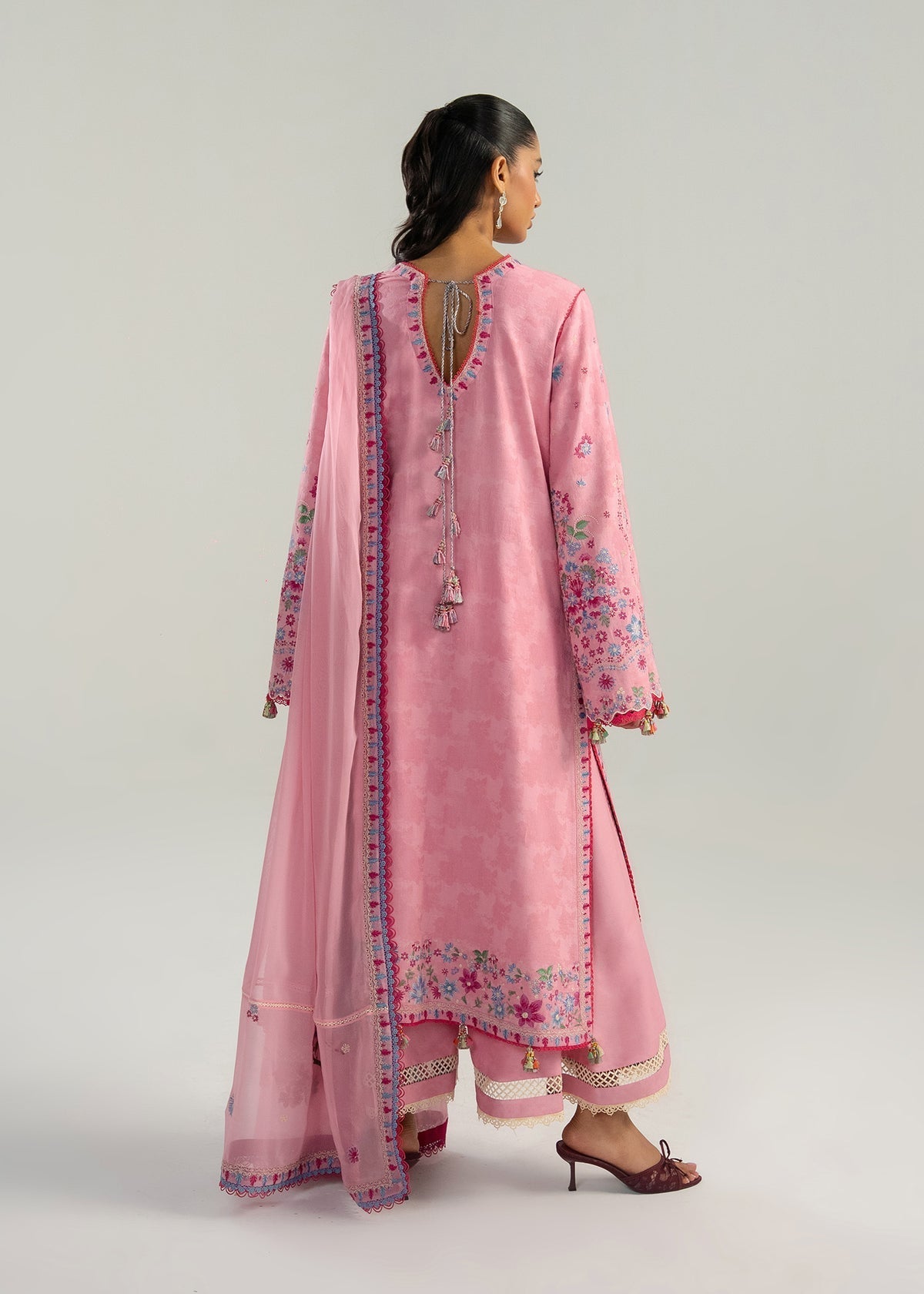 Hussain Rehar | Zan SS26 | Pembe - Luxury Dress - available at Maria Faisal in UK and USA.