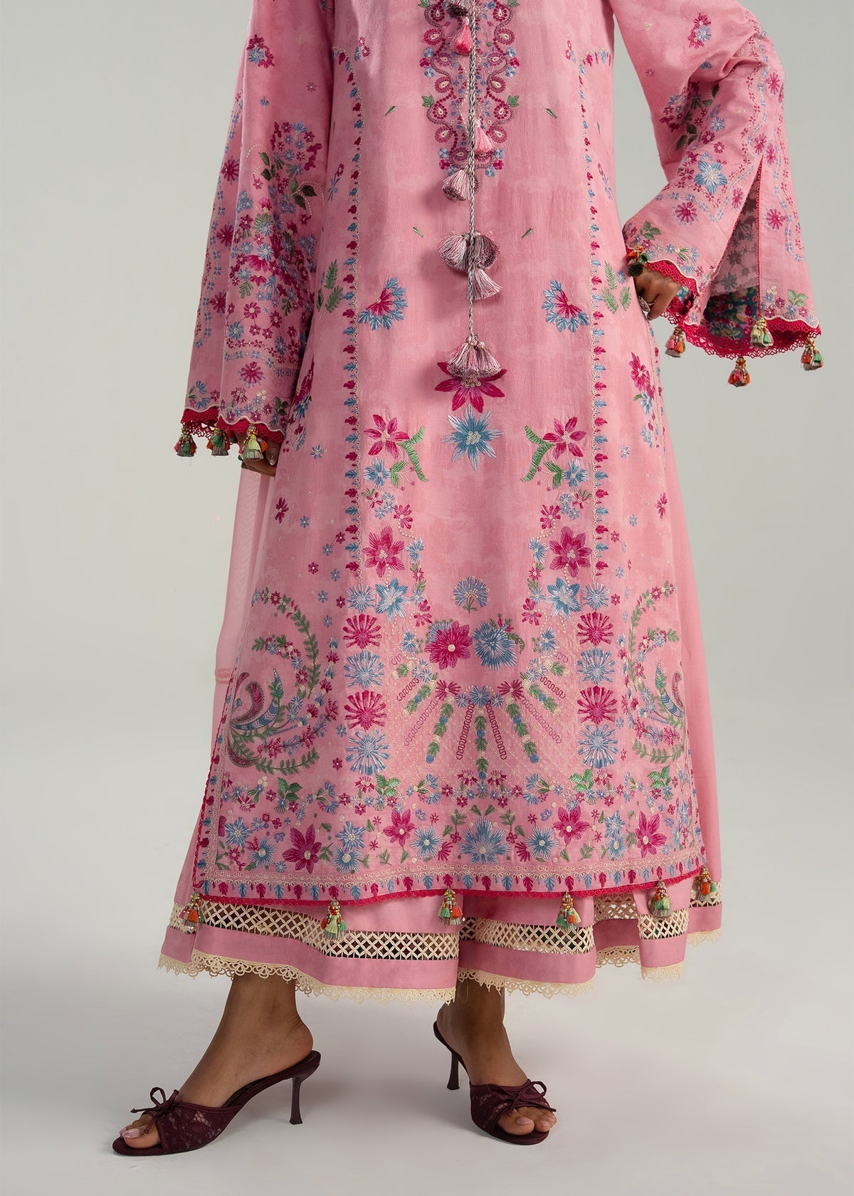 Hussain Rehar | Zan SS26 | Pembe - Luxury Dress - available at Maria Faisal in UK and USA.