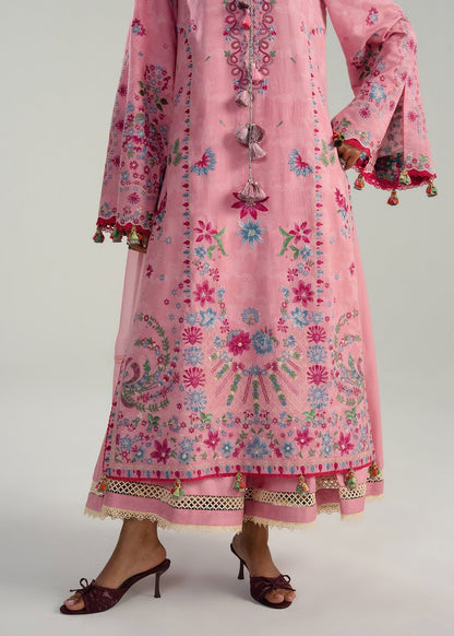 Hussain Rehar | Zan SS26 | Pembe - Luxury Dress - available at Maria Faisal in UK and USA.