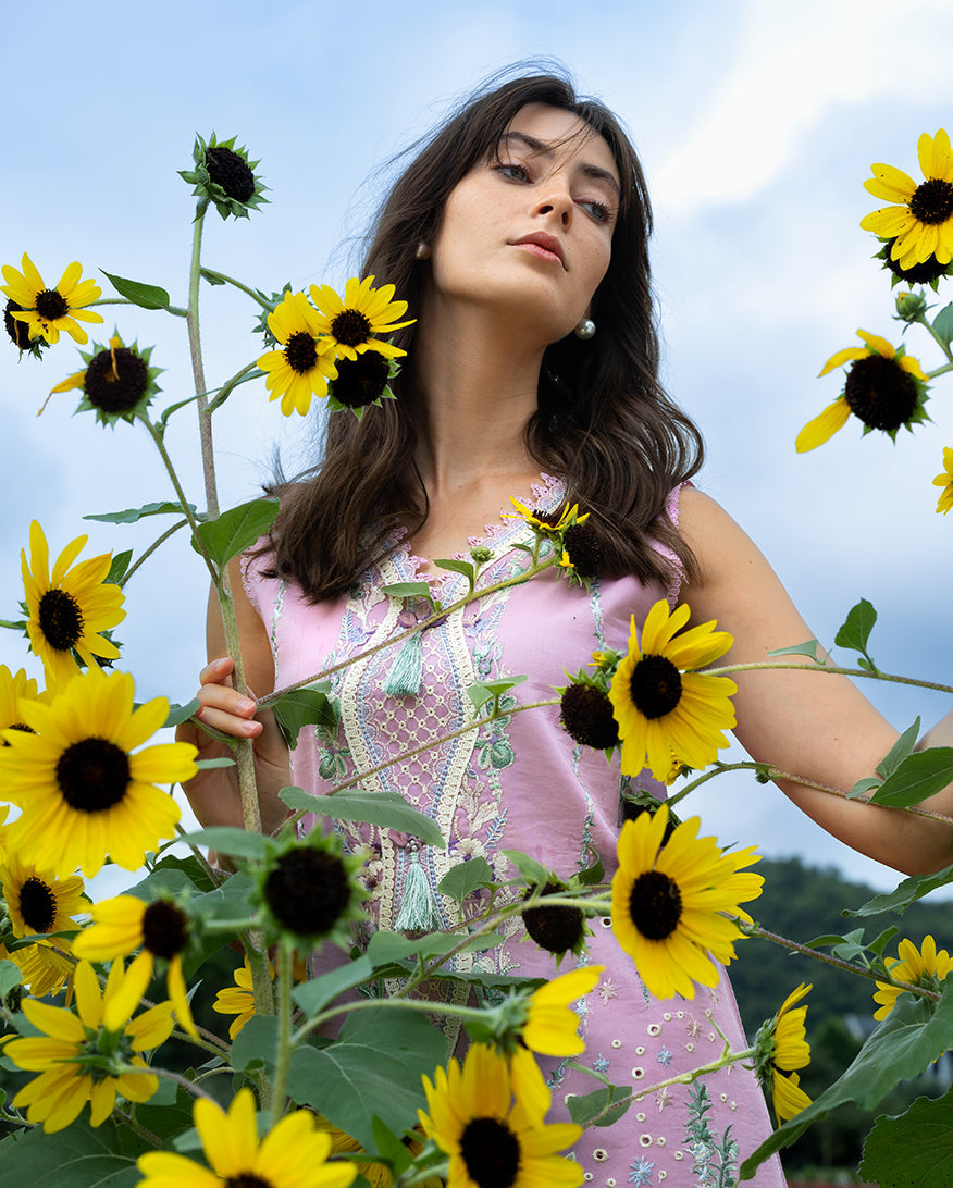 Mushq | Hemline the Secret Garden | Peony Glow - Luxury Dress - available at Maria Faisal in UK and USA.