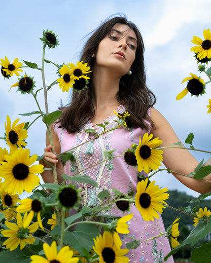 Mushq | Hemline the Secret Garden | Peony Glow - Luxury Dress - available at Maria Faisal in UK and USA.