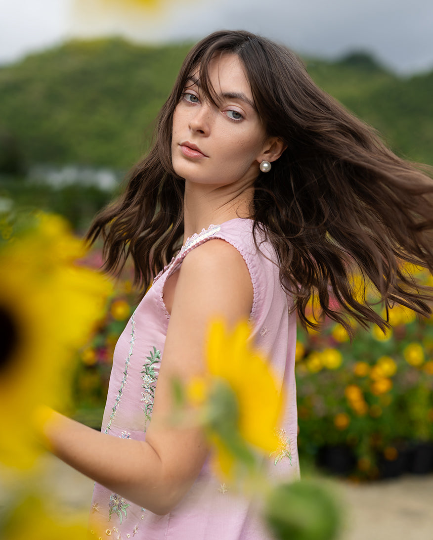 Mushq | Hemline the Secret Garden | Peony Glow - Luxury Dress - available at Maria Faisal in UK and USA.