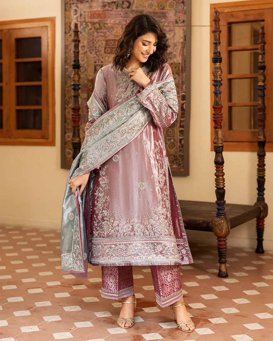 Mushq | Sunehri Lama Silk | Periwesh - Formal Dress - available at Maria Faisal in UK and USA.