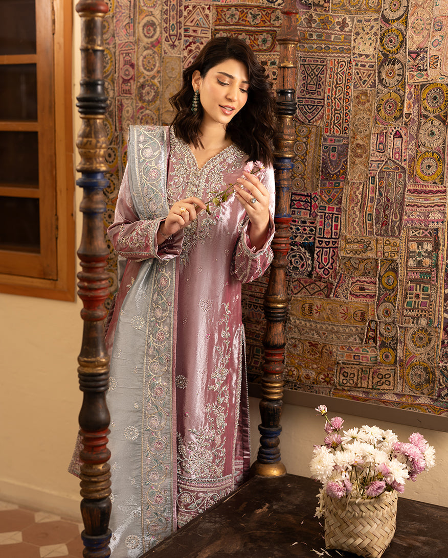 Mushq | Sunehri Lama Silk | Periwesh - Formal Dress - available at Maria Faisal in UK and USA.