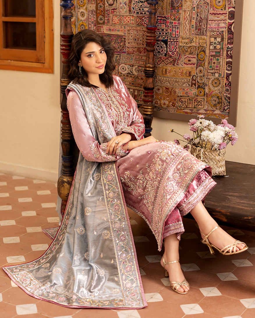 Mushq | Sunehri Lama Silk | Periwesh - Formal Dress - available at Maria Faisal in UK and USA.