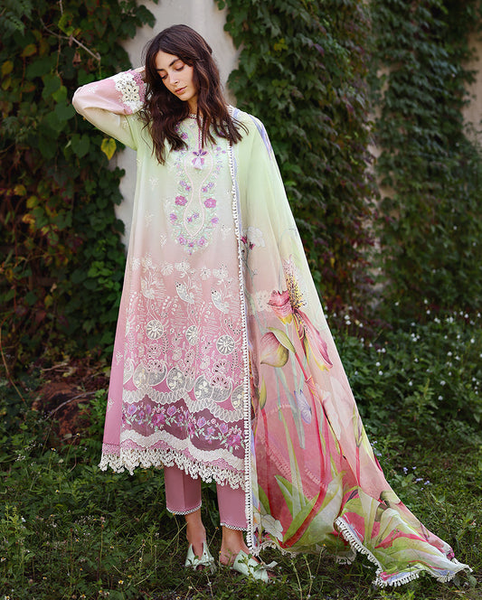 Mushq | Solace Ombre Chikankari | Petal Pull - Luxury Dress - available at Maria Faisal in UK and USA.