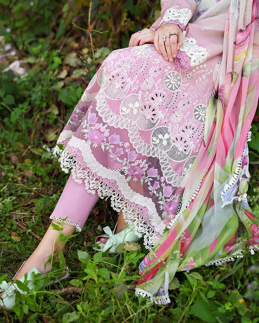 Mushq | Solace Ombre Chikankari | Petal Pull - Luxury Dress - available at Maria Faisal in UK and USA.