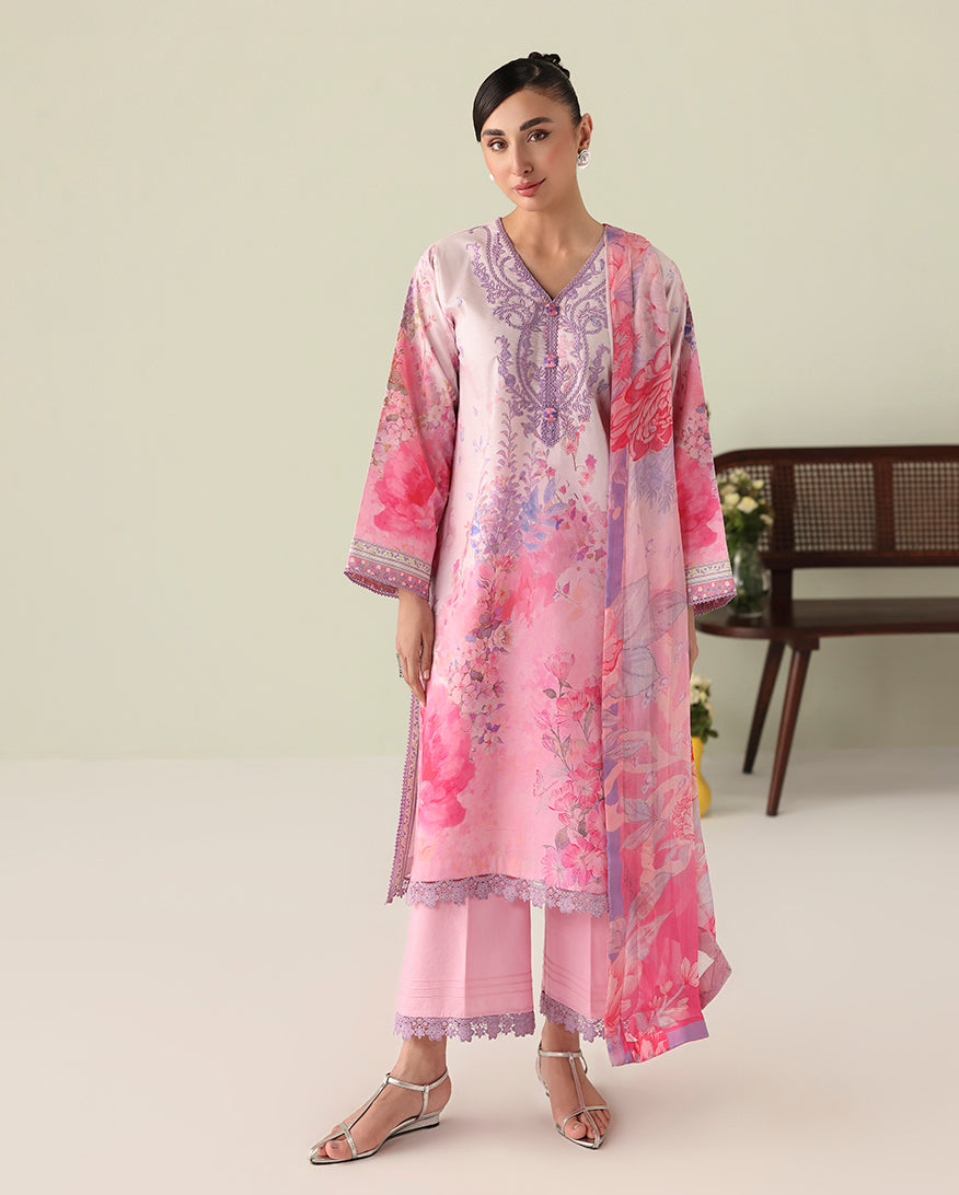 Roheenaz | Rosette Lawn | Petal Whispers - Casual Dress - available at Maria Faisal in UK and USA.