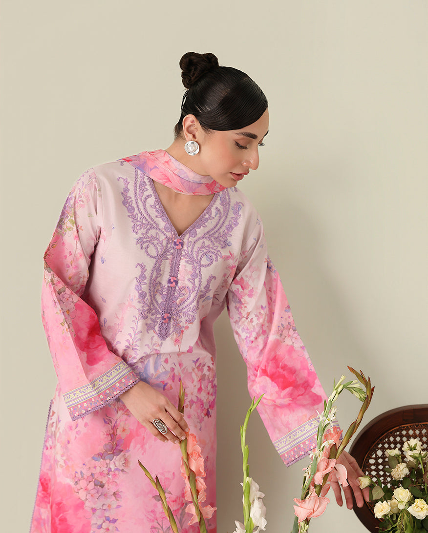 Roheenaz | Rosette Lawn | Petal Whispers - Casual Dress - available at Maria Faisal in UK and USA.