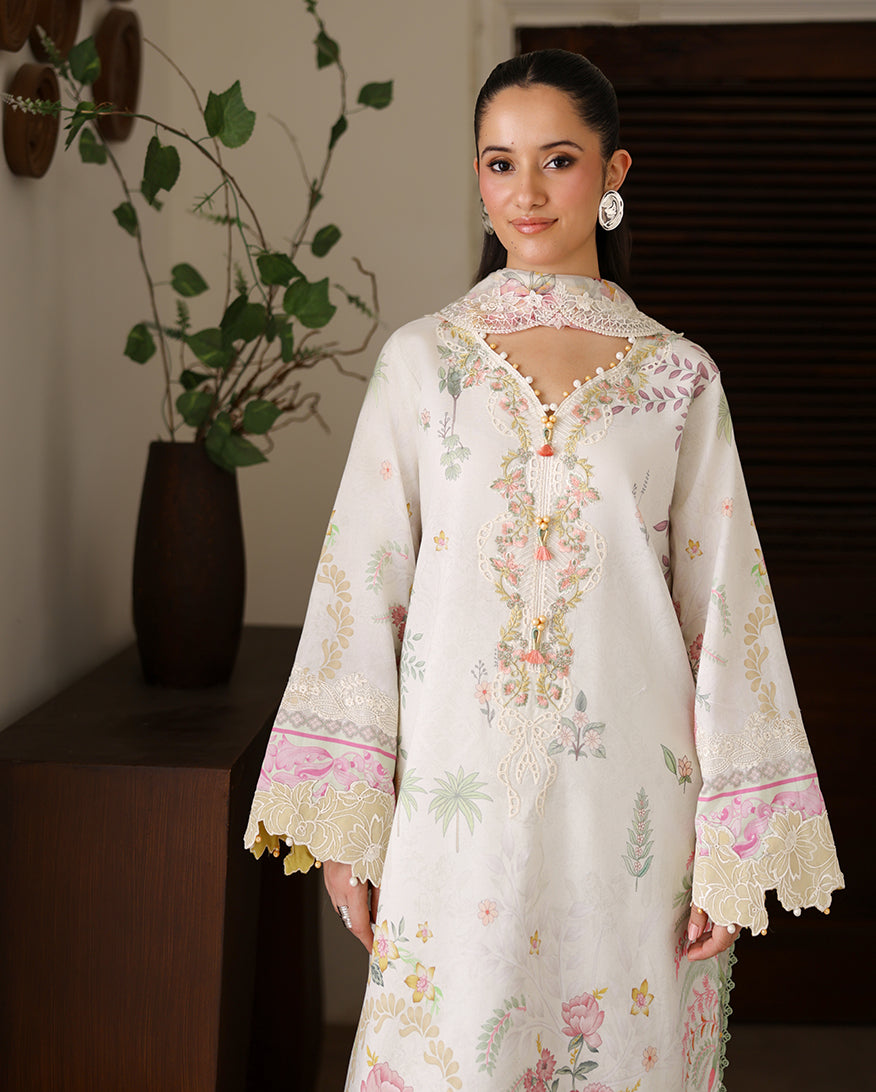 Roheenaz | Sunlit Tales Printed Embroidered Edit | Petalbeam - Luxury Dress - available at Maria Faisal in UK and USA.