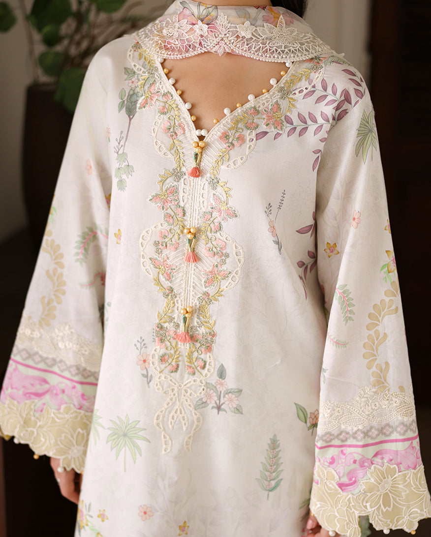 Roheenaz | Sunlit Tales Printed Embroidered Edit | Petalbeam - Luxury Dress - available at Maria Faisal in UK and USA.