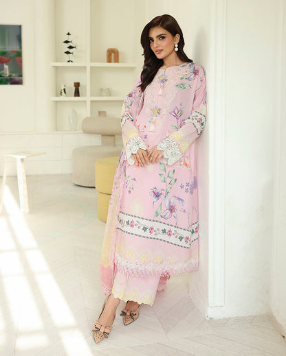 Roheenaz | Petals in Print | Pink Veil - Casual Dress - available at Maria Faisal in UK and USA.