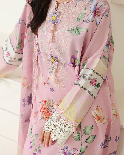 Roheenaz | Petals in Print | Pink Veil - Casual Dress - available at Maria Faisal in UK and USA.