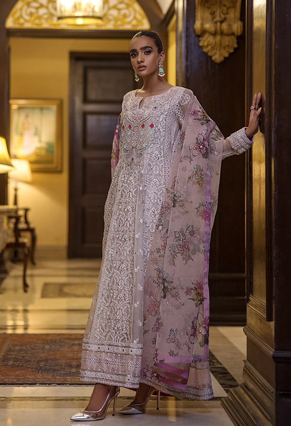 Layla Chatoor | Luxury Pret | Pink Chikankari Peshwas - Luxury Dress - available at Maria Faisal in UK and USA.