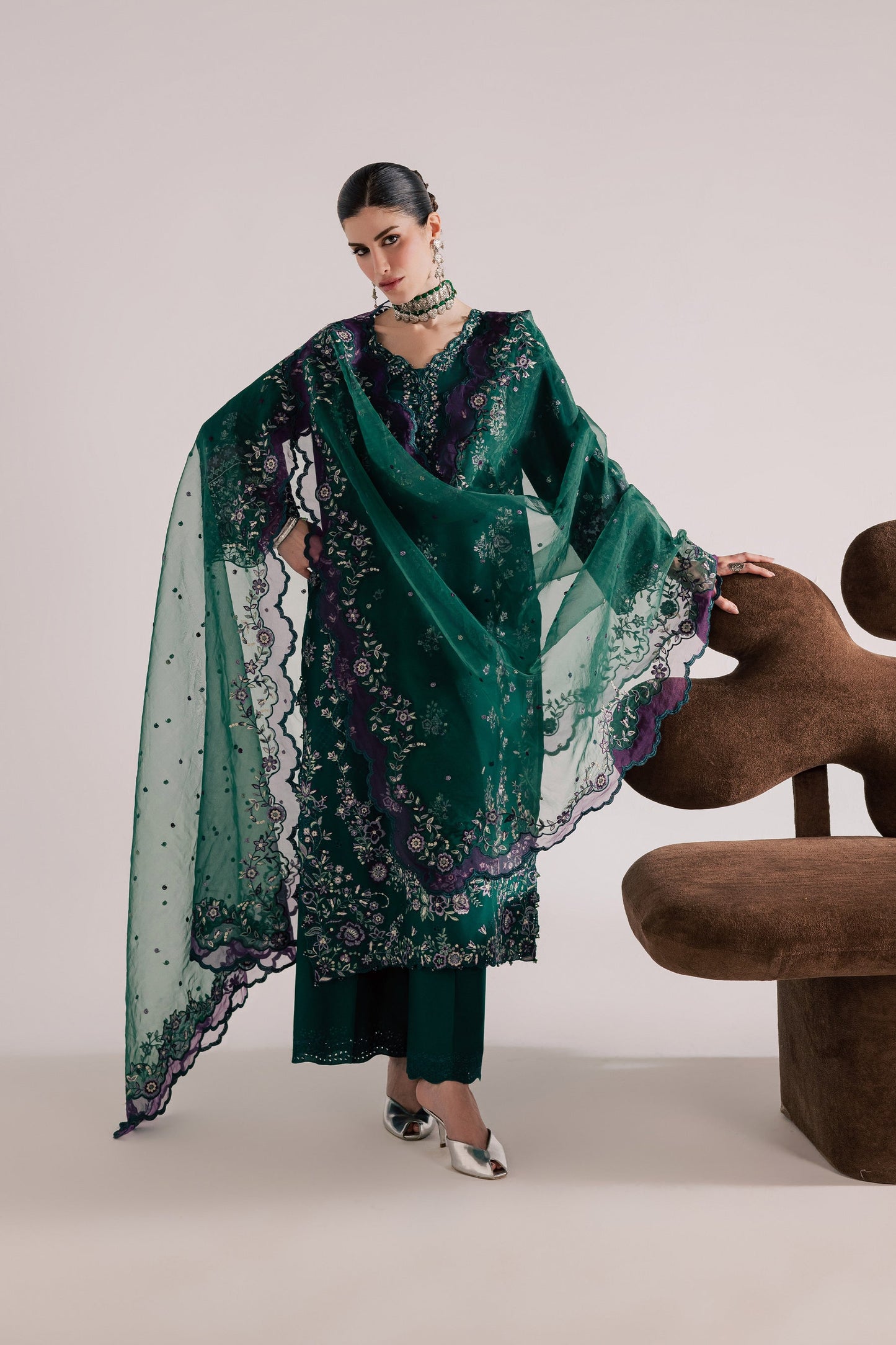 Batik | Festive Eid 26 | Purple Forest - Luxury Dress - available at Maria Faisal in UK and USA.