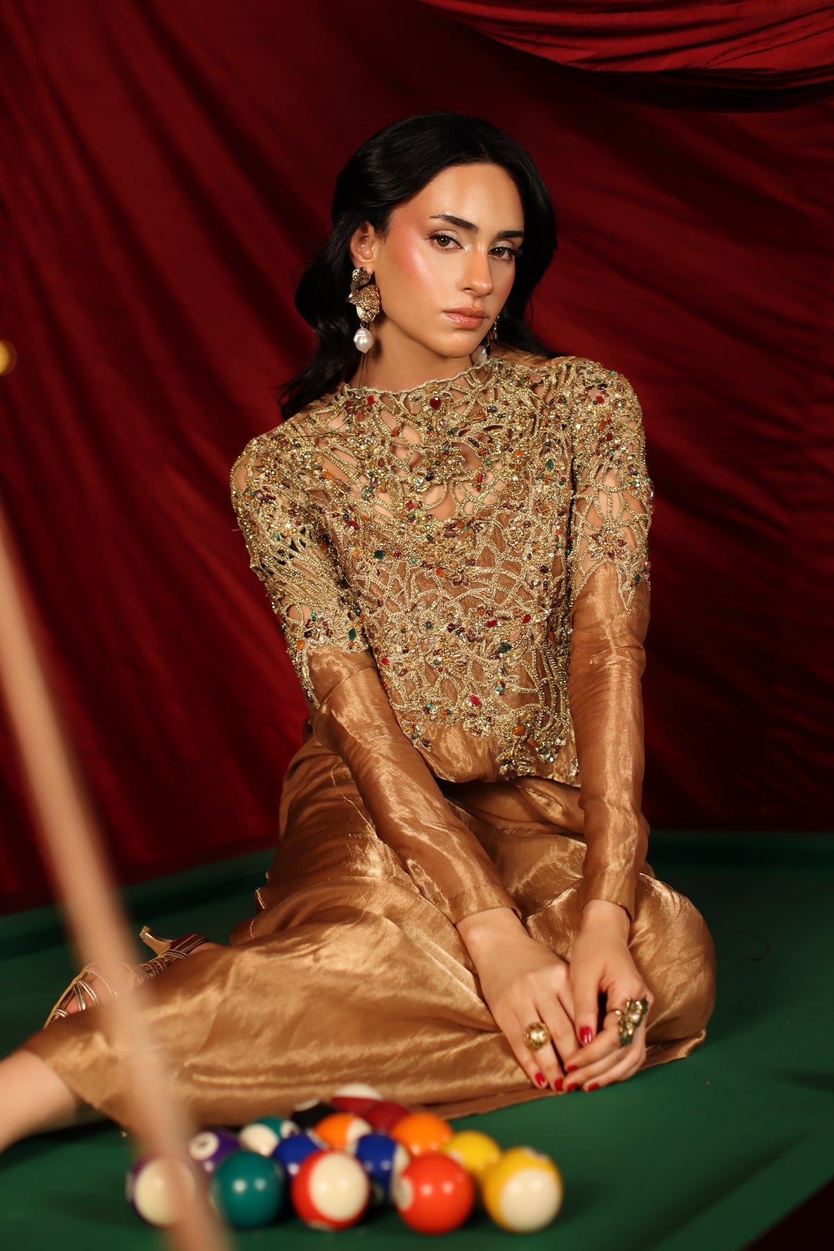 Musferah Saad | The Elite Club | Queen Midas - Formal Dress - available at Maria Faisal in UK and USA.