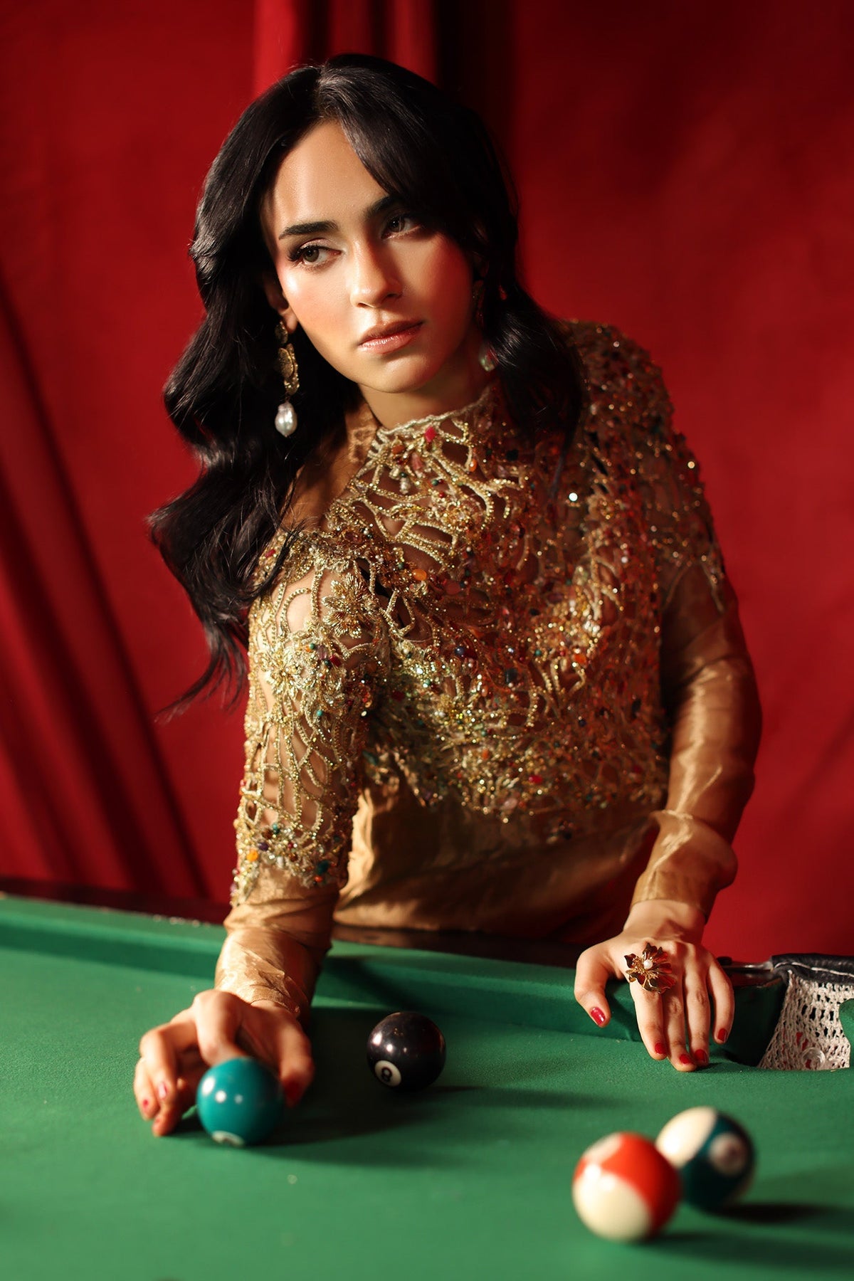 Musferah Saad | The Elite Club | Queen Midas - Formal Dress - available at Maria Faisal in UK and USA.