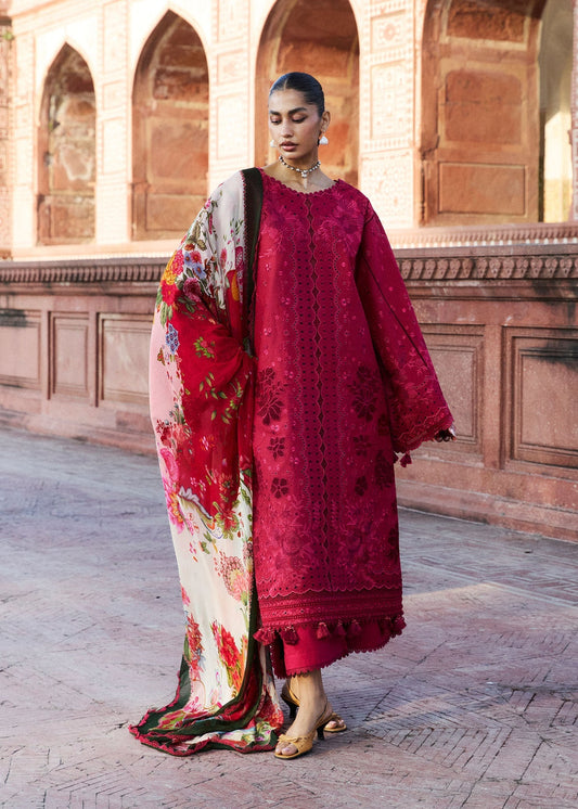 Hussain Rehar | Zan SS26 | Qermez - Luxury Dress - available at Maria Faisal in UK and USA.