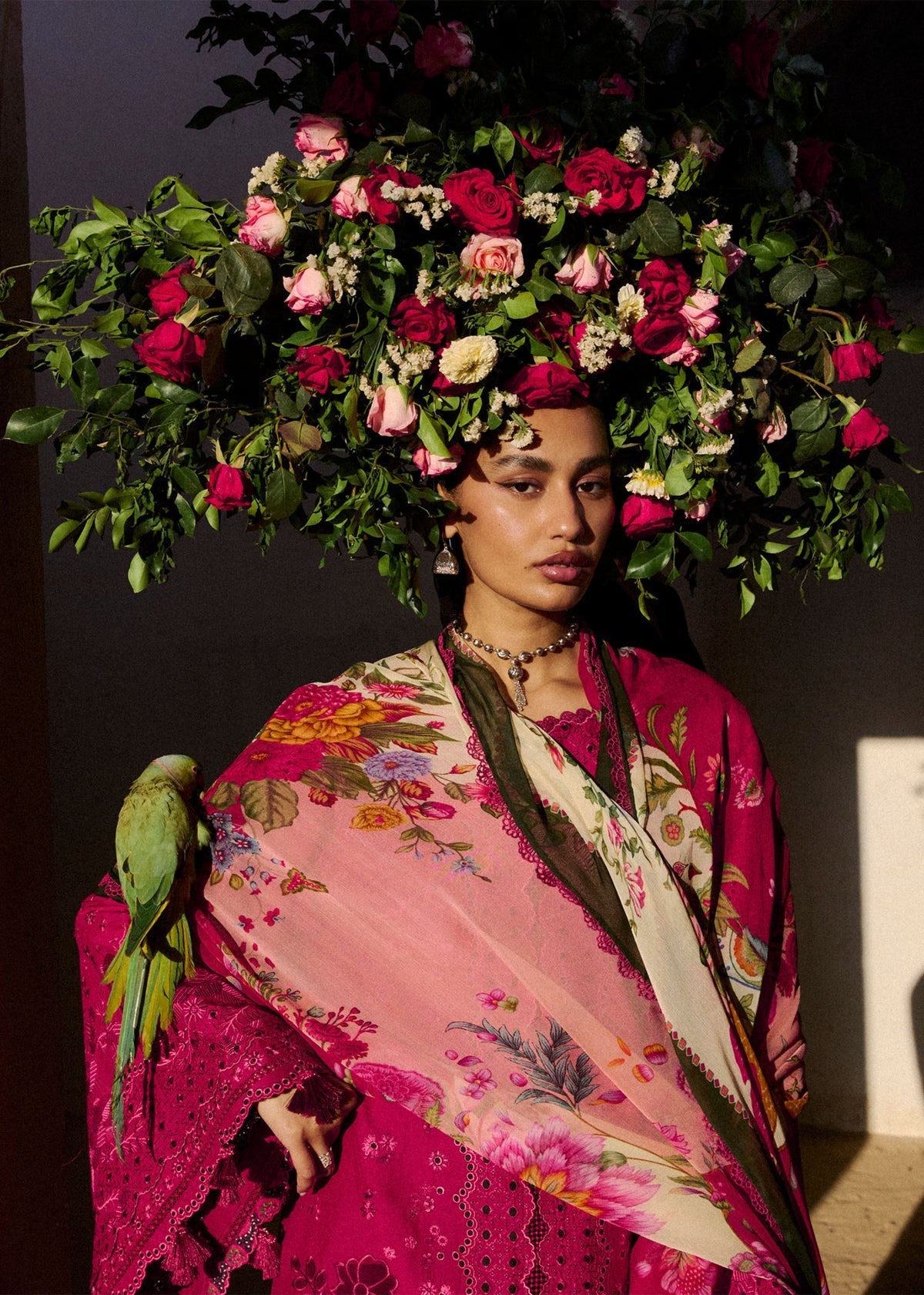 Hussain Rehar | Zan SS26 | Qermez - Luxury Dress - available at Maria Faisal in UK and USA.