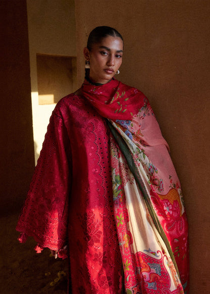 Hussain Rehar | Zan SS26 | Qermez - Luxury Dress - available at Maria Faisal in UK and USA.