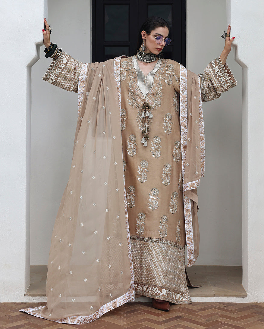 Mushq | Nuvera Rawsilk | Queen's Promise - Luxury Dress - available at Maria Faisal in UK and USA.