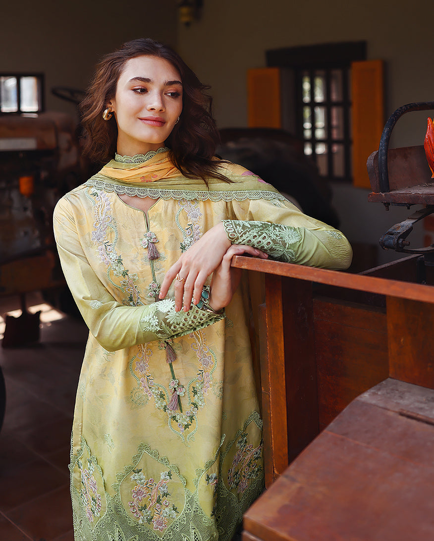 Mushq | Solace Ombre Chikankari | Quiet Bloom - Luxury Dress - available at Maria Faisal in UK and USA.