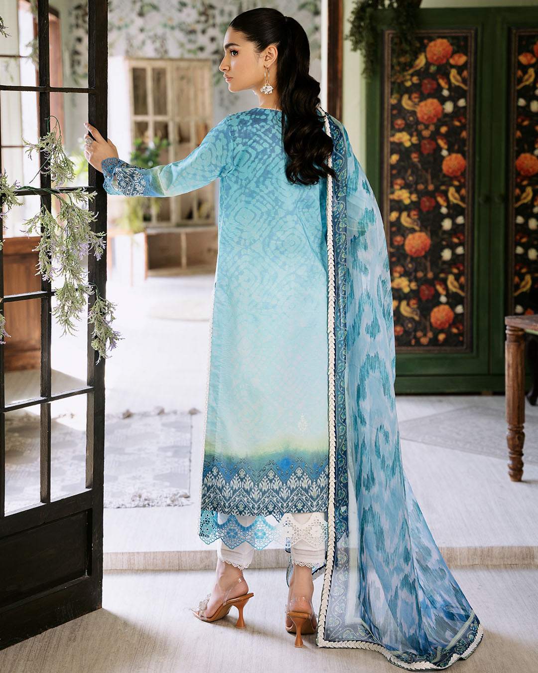 Roheenaz | Flora Printed Lawn | Azure