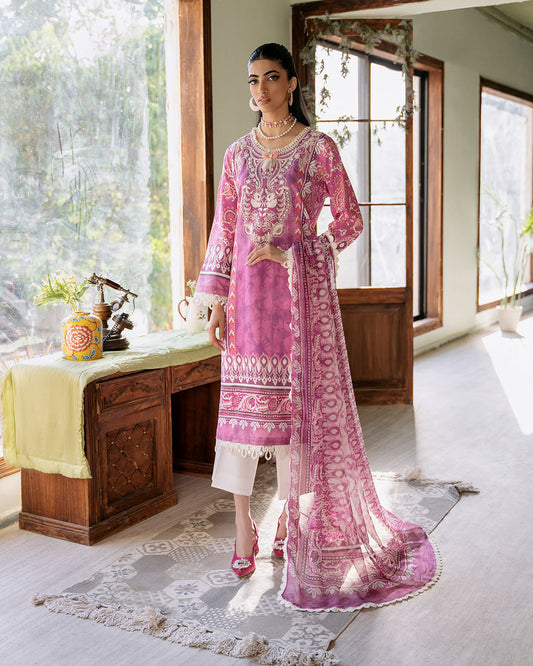 Roheenaz | Flora Printed Lawn | Amaranth - Ladies Clothes 
