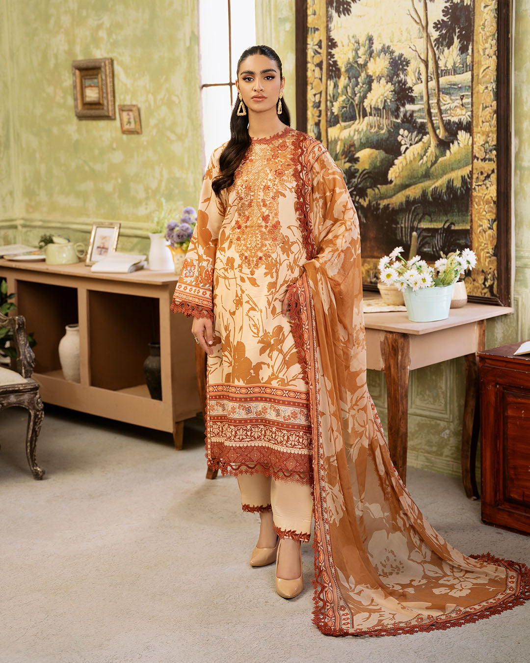 Roheenaz | Flora Printed Lawn | Harmonia - Ladies Clothes 