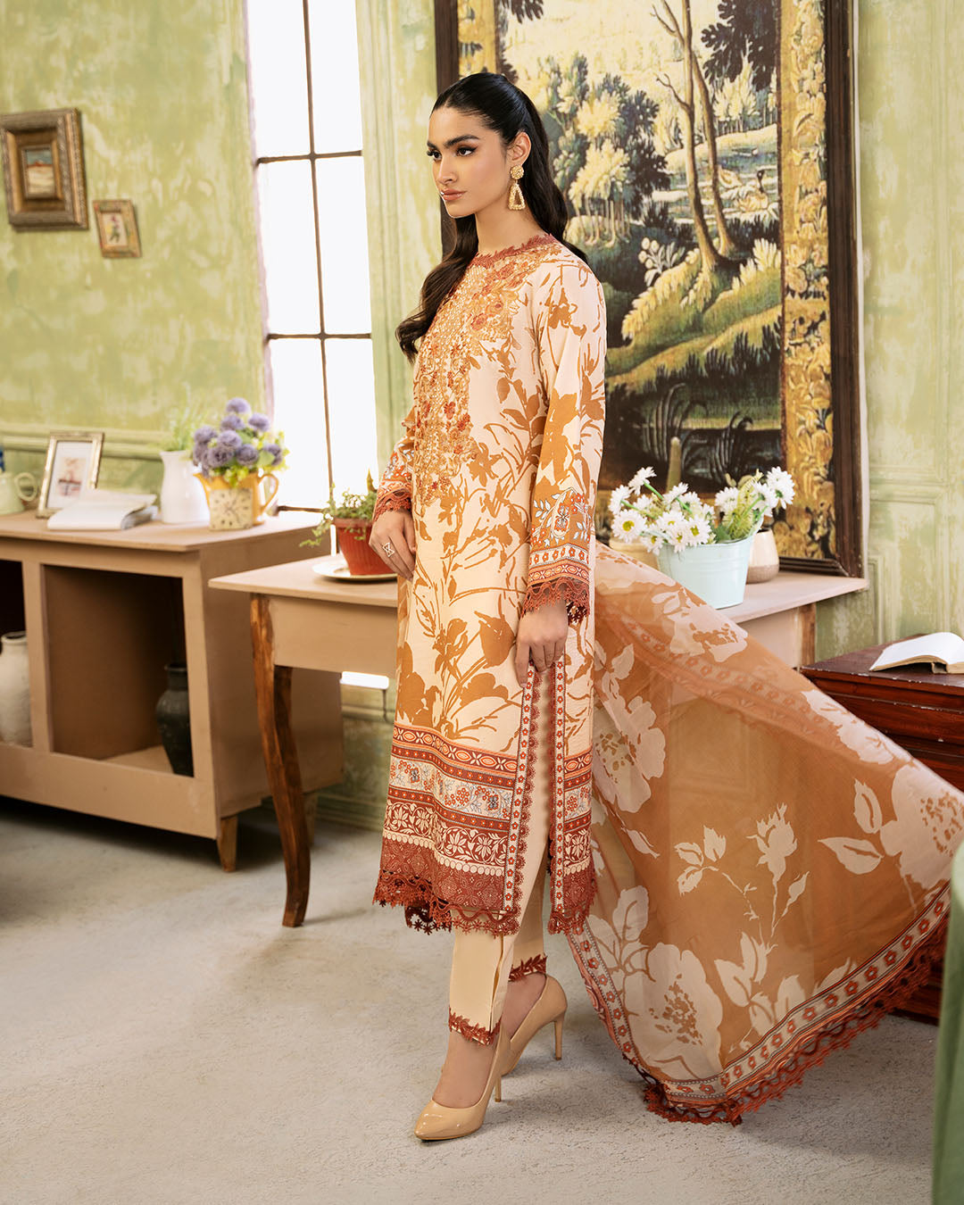 Roheenaz | Flora Printed Lawn | Harmonia - Ladies Clothes 