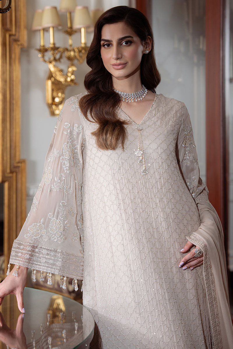 Cross Stitch | FW-25 RTS WED Chiffon EDIT-1 | DUNE GRACE - WEDDING SUITS - available at Maria Faisal in UK and USA.