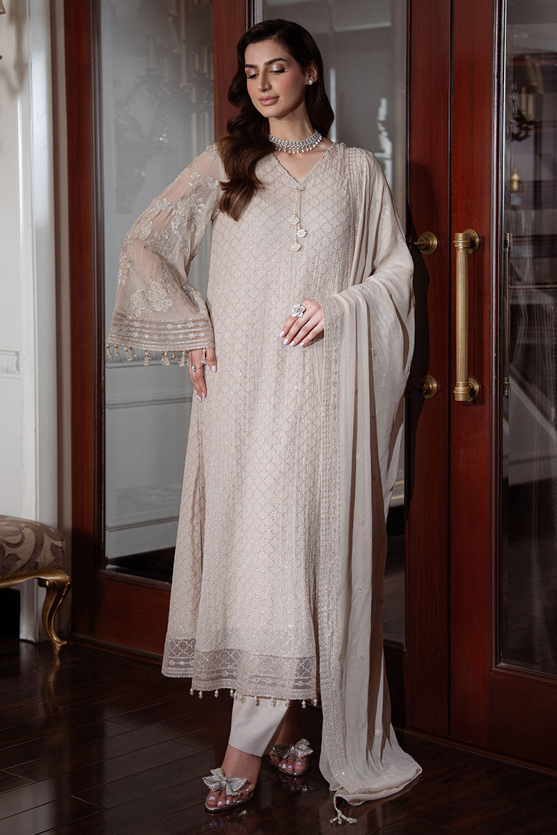 Cross Stitch | FW-25 RTS WED Chiffon EDIT-1 | DUNE GRACE - WEDDING SUITS - available at Maria Faisal in UK and USA.