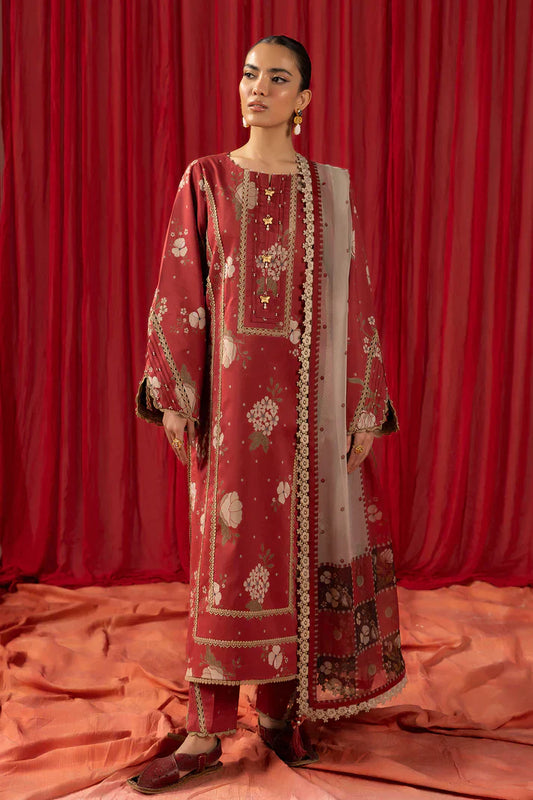Alizeh | Sheen Lawn Prints 24 | Russet - Pakistani Dress - Maria Faisal