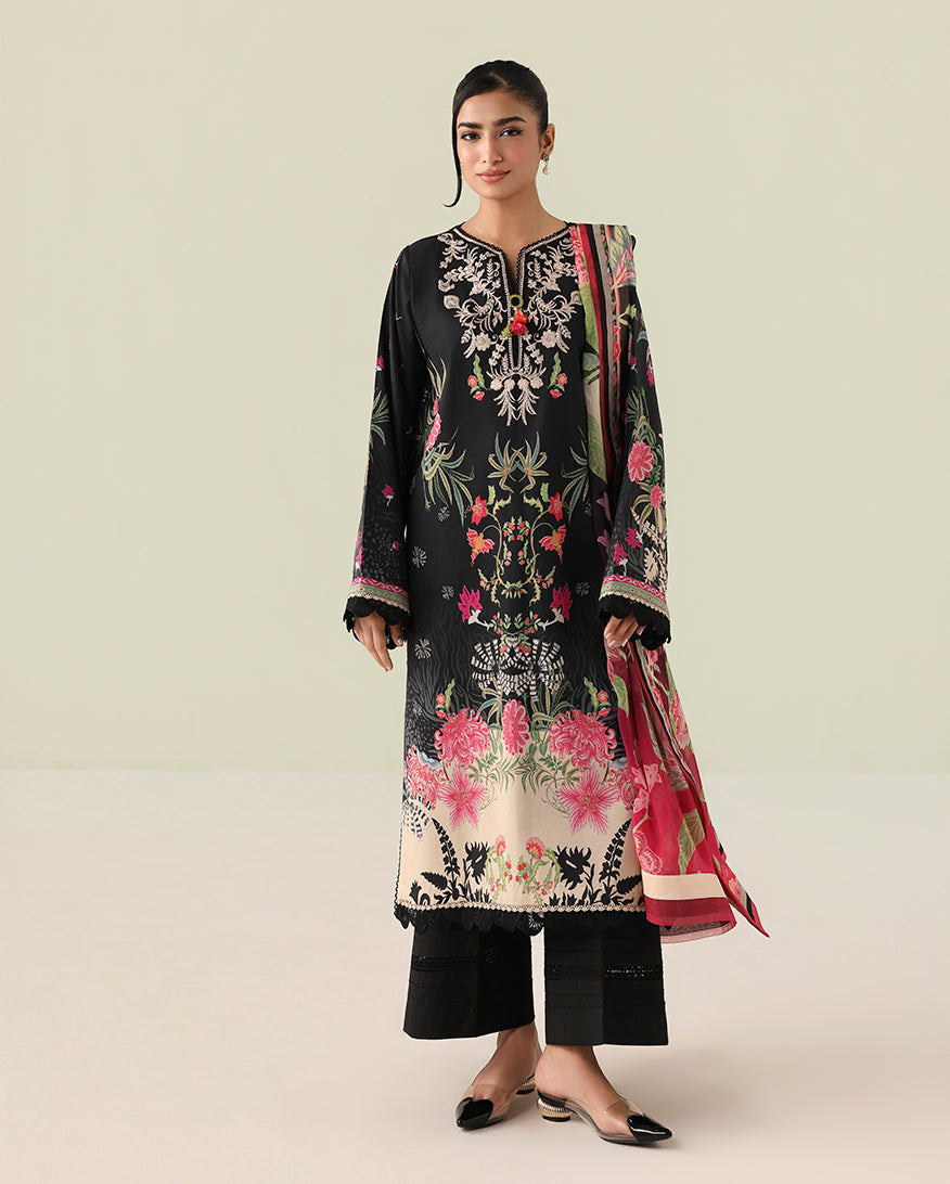 Roheenaz | Rosette Lawn | Radiant Noon - Casual Dress - available at Maria Faisal in UK and USA.