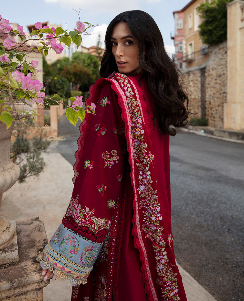 Republic Womenswear | Ilana Eid Luxury Lawn | Rouge - Waniyas