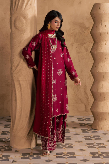 Batik | Festive Eid 26 | Red Queen - Luxury Dress - available at Maria Faisal in UK and USA.