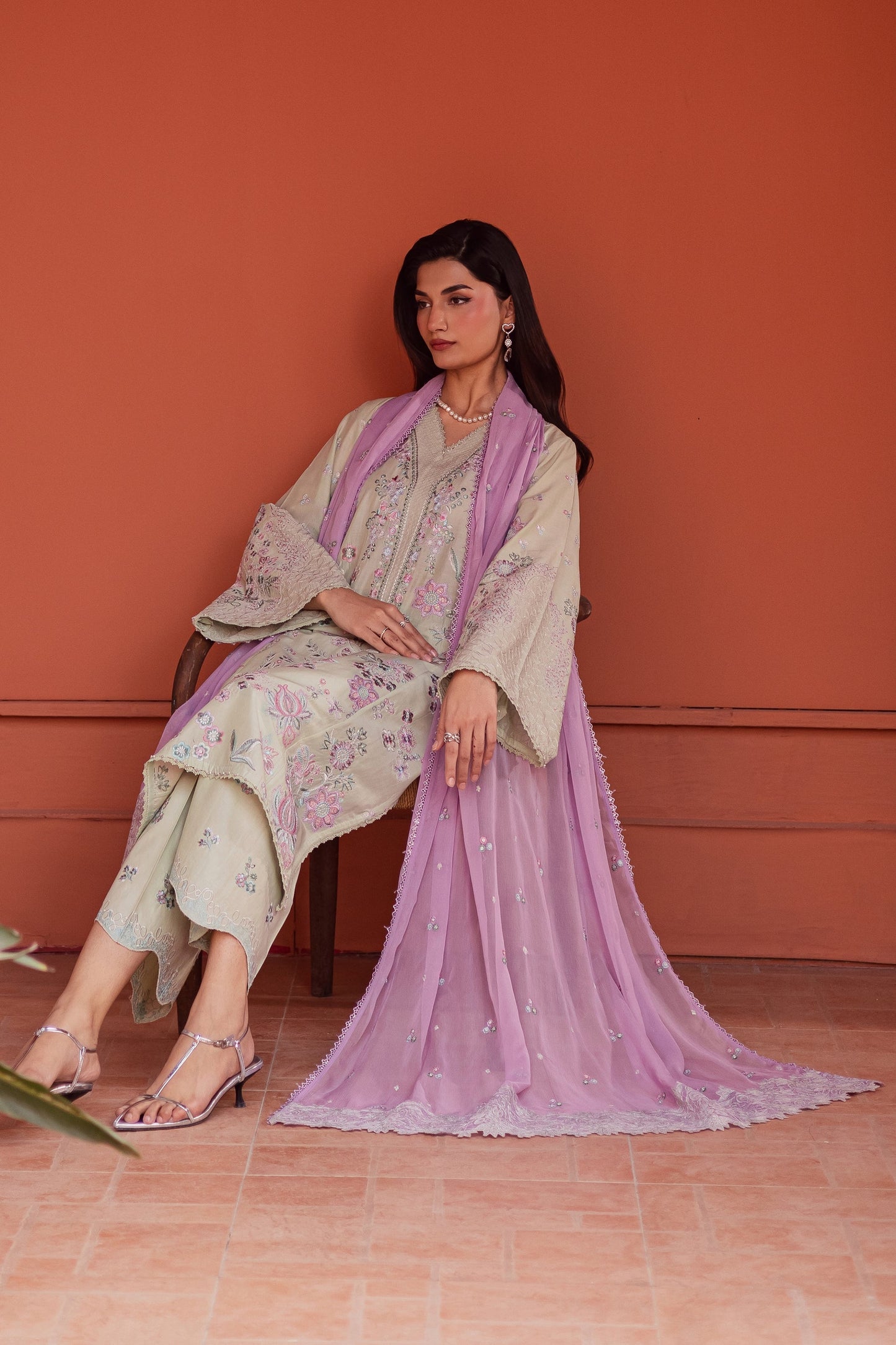 Batik | Festive Eid 26 | Reeya - Luxury Dress - available at Maria Faisal in UK and USA.