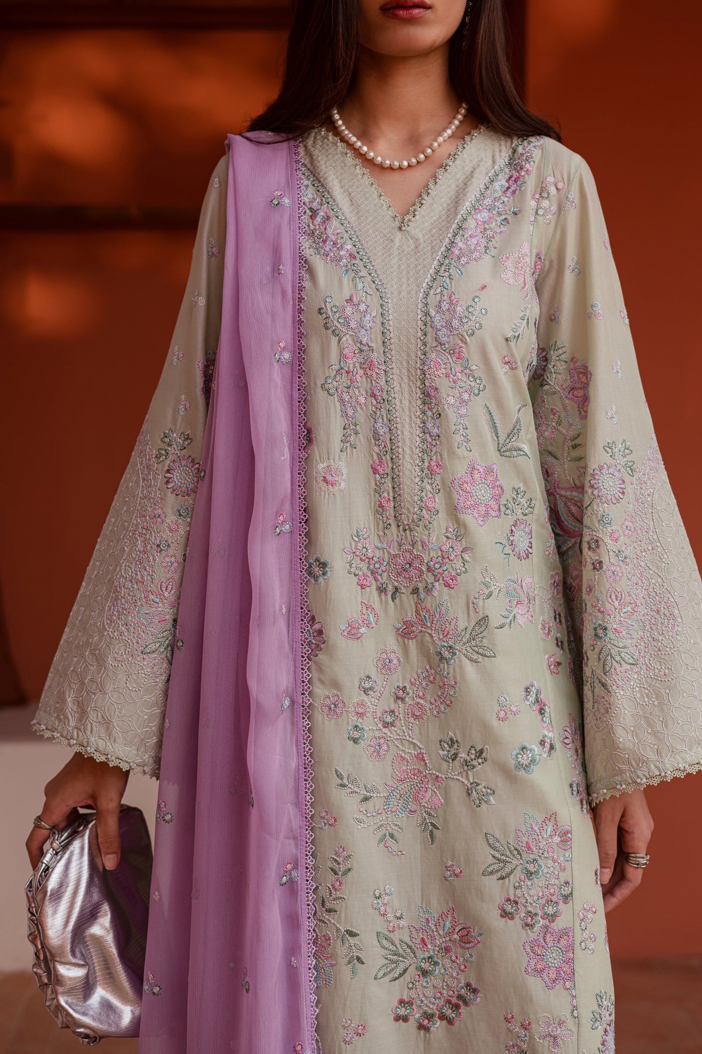 Batik | Festive Eid 26 | Reeya - Luxury Dress - available at Maria Faisal in UK and USA.